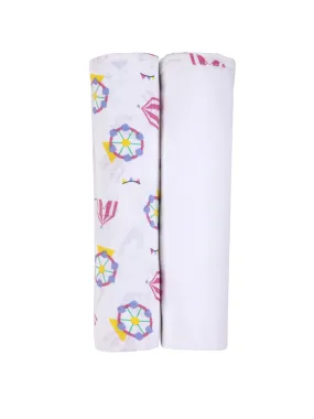 Muslin Swaddle - 2Pc Set - Carnival Rose Pink