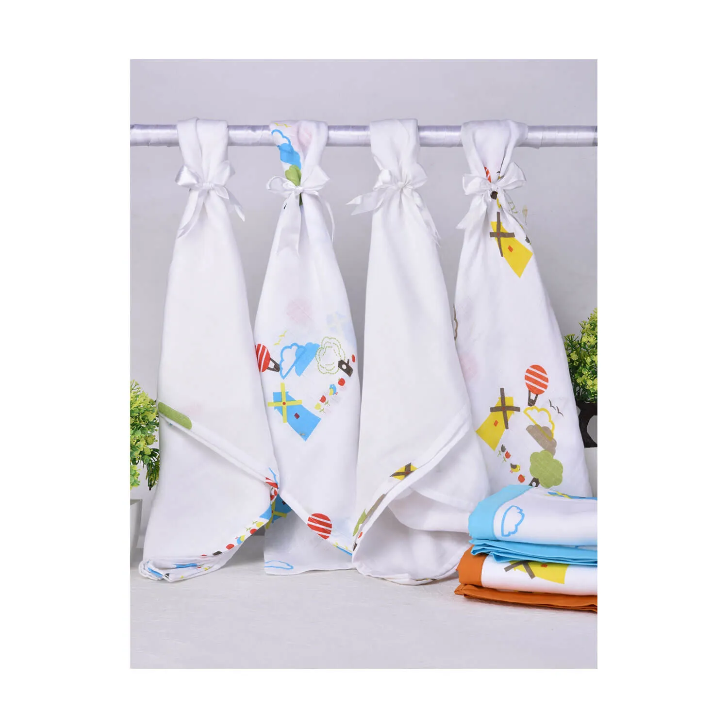 Muslin Swaddle - 2Pc Set - Dutch Country Blue