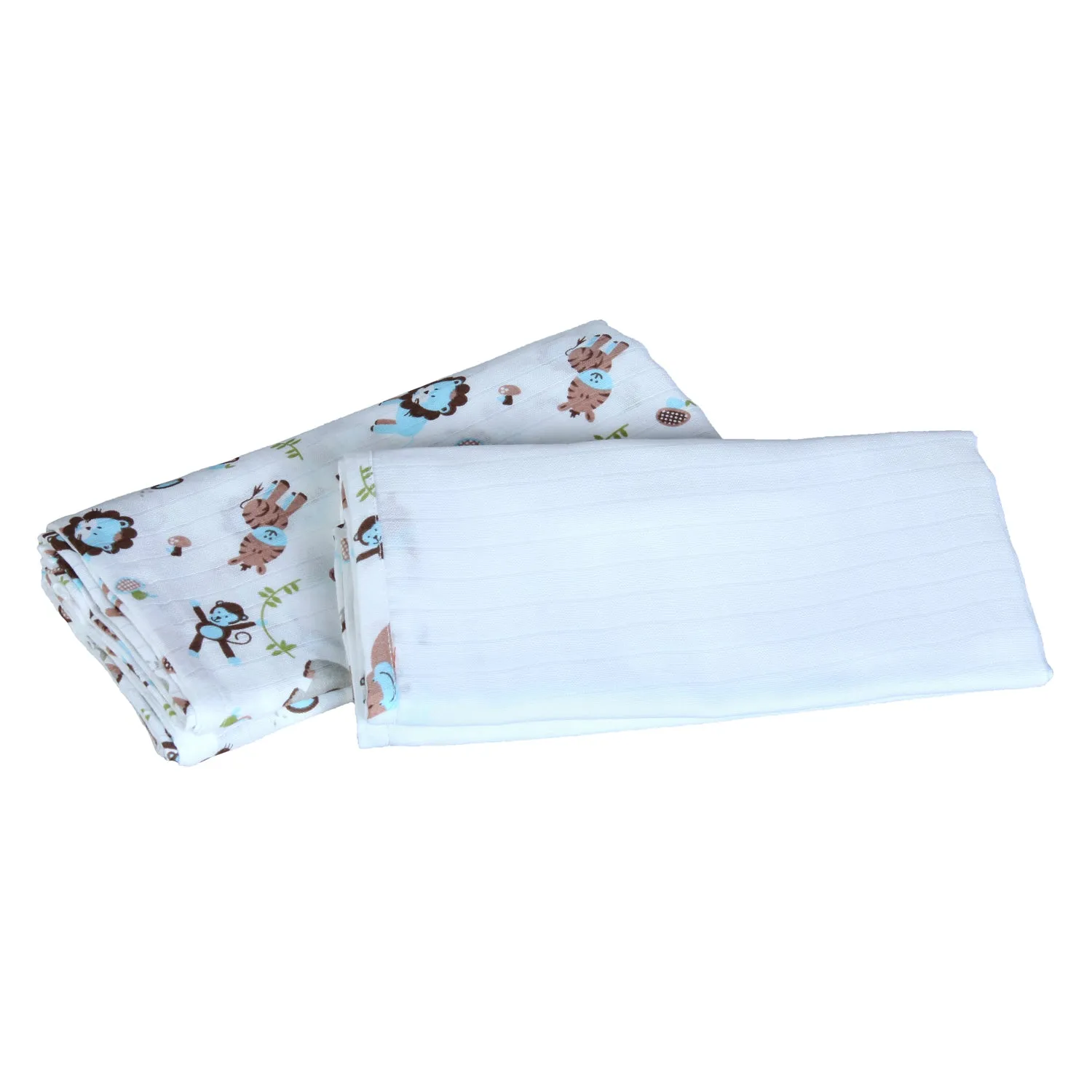 Muslin Swaddle - 2Pc Set - Zoo Blue
