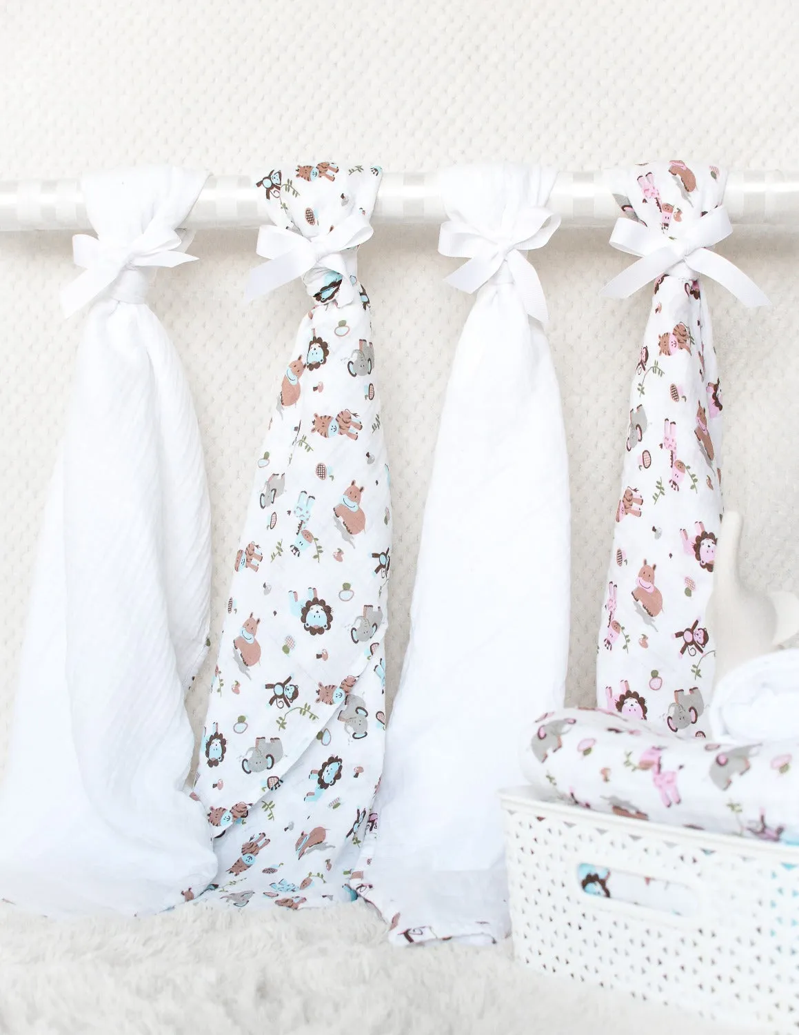 Muslin Swaddle - 2Pc Set - Zoo Blue