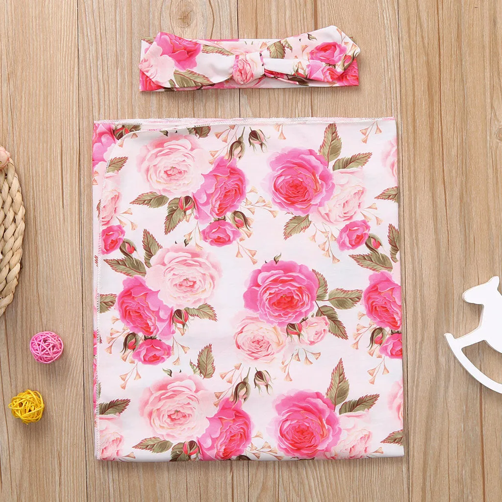 Newborn Swaddle Blanket & matching headband set