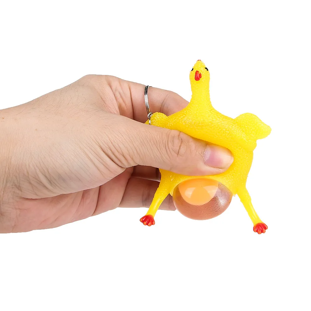 PROLOSO Chicken Squishy Toys Keychains Key Rings for Stress Relief Squeezable Fidget Toy Key Chains 12 Pcs
