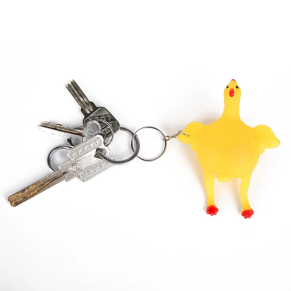 PROLOSO Chicken Squishy Toys Keychains Key Rings for Stress Relief Squeezable Fidget Toy Key Chains 12 Pcs