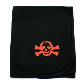 Red Scribble Skull Black Cotton Swaddling Receiving Blanket