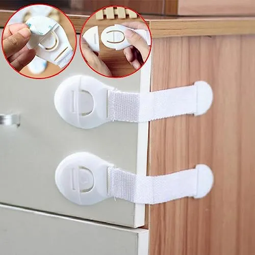 Safe-O-Kid- One Side Open Multi-Purpose Child Safety Lock- White (Pack of 4)
