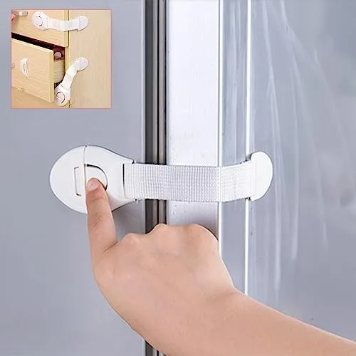 Safe-O-Kid- One Side Open Multi-Purpose Child Safety Lock- White (Pack of 4)