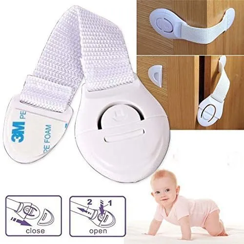 Safe-O-Kid- One Side Open Multi-Purpose Child Safety Lock- White (Pack of 4)