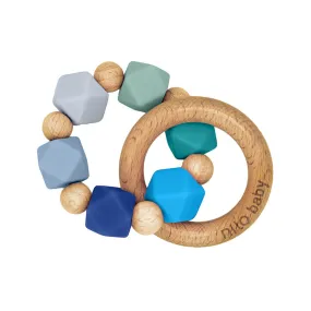 Silicone   Wood Teether Blue Charm
