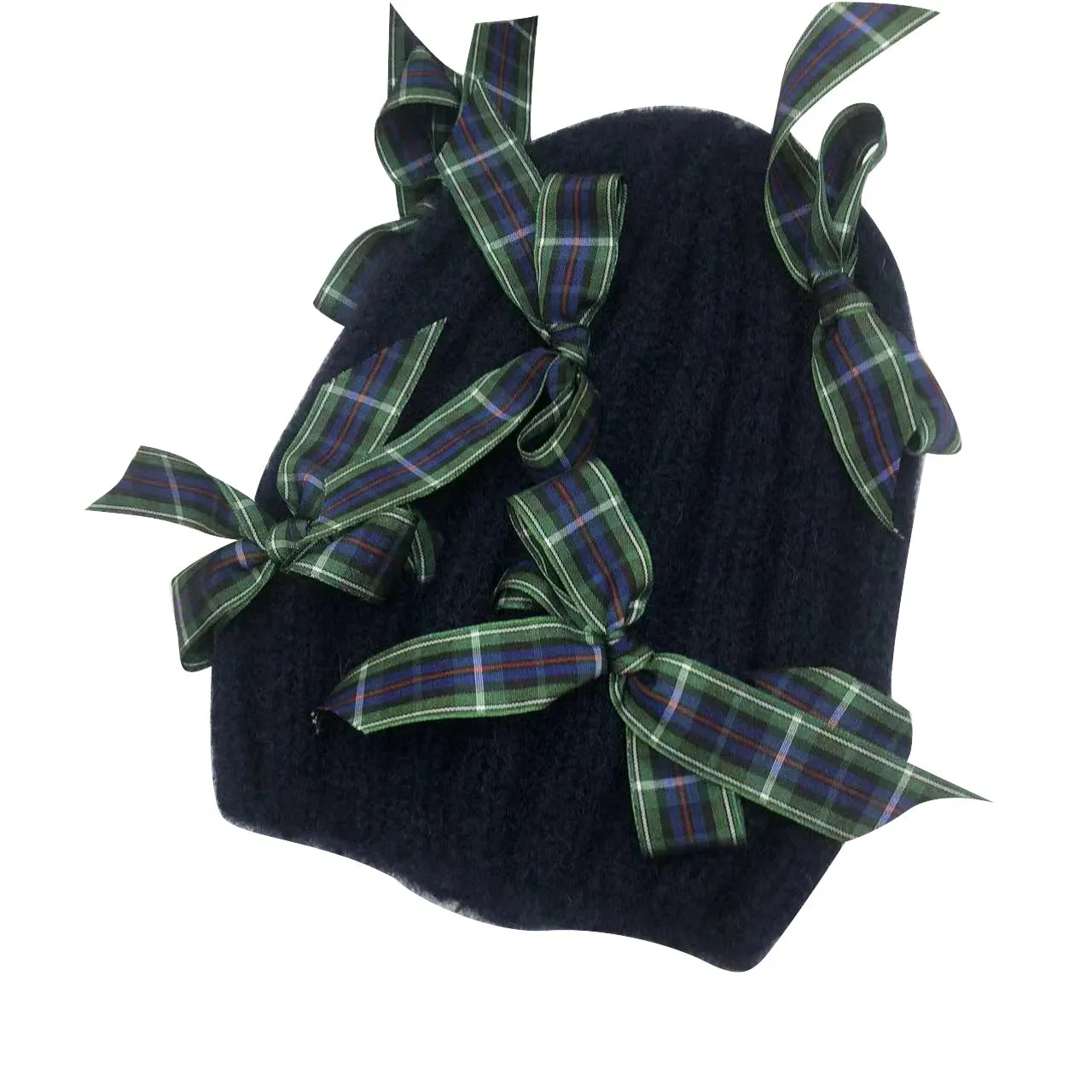 Sohiwoo Mohair Knitted Beanies Hats For Women Bow Ear Protection Skullies Cap Winter Warm Beanies Hat Famela Cover Head Cold Caps Bonnet