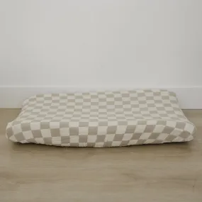 Taupe Checkered Muslin Changing Pad Cover