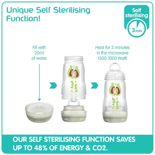 The MAM Easy Start™ Anti-Colic Self-Sterilising Bottle 260ml - 2  months - 2 Pack - Taupe