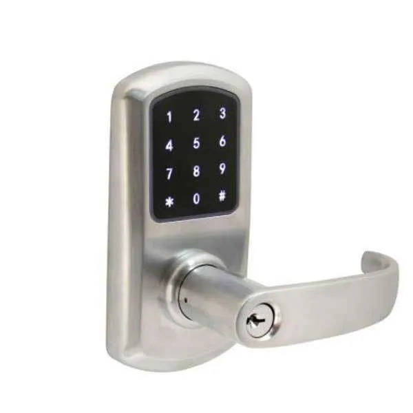 TownSteel - e-Elite 5010 - Electronic Push Button Lever Set - Bluetooth - Optional Backset - Rigid Lever Set - Satin Chrome  - Key Override - Grade 1