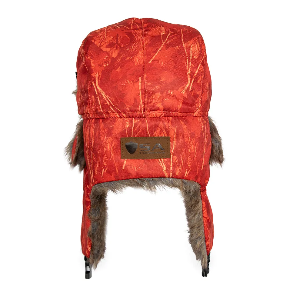 Trapper Hat | Hi Vis Orange Forest Camo