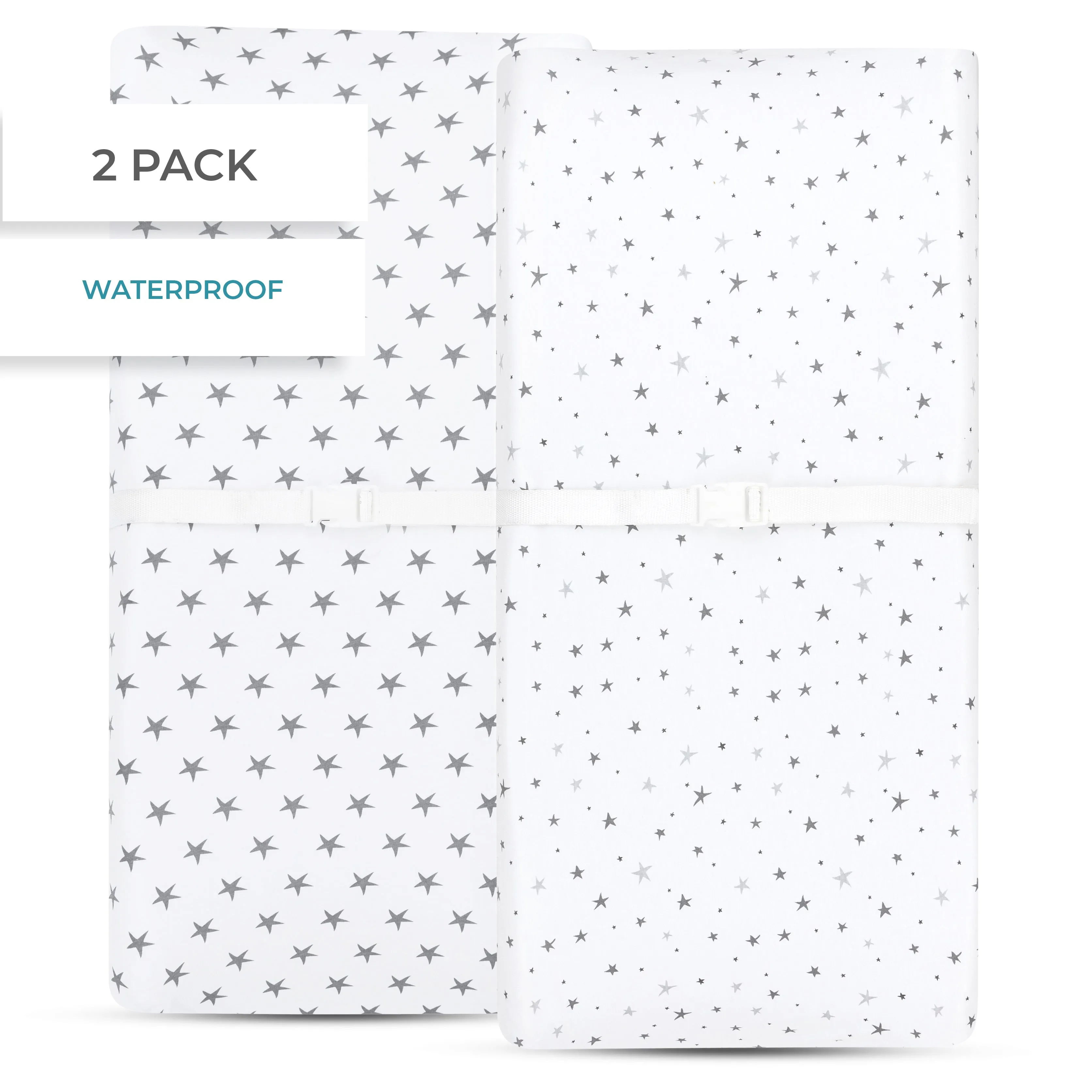 Waterproof Changing Pad Cover | Cradle Sheet Set - Grey Stars