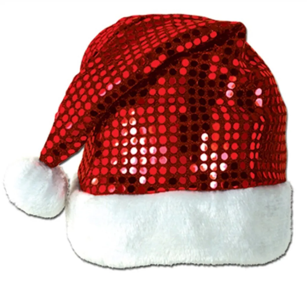 Wholesale Sequin-Sheen Santa Hat - 12 Units