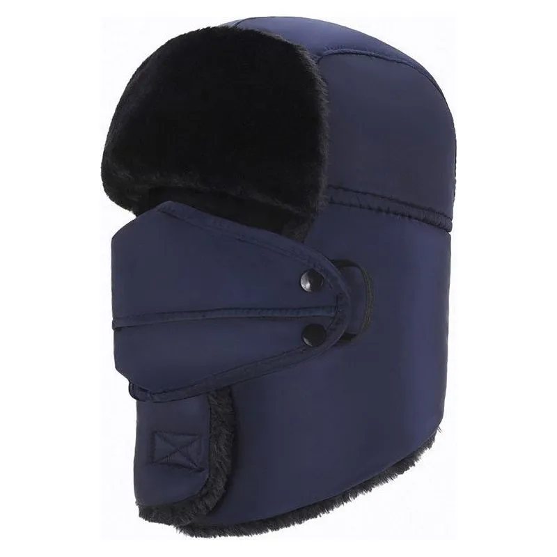 Women's Unisex Snow Very Warm Winter Hat Ears Protection Face Faux Fur Bomber Cap With Ear Flaps Windproof Mask Cold Hunting Hats