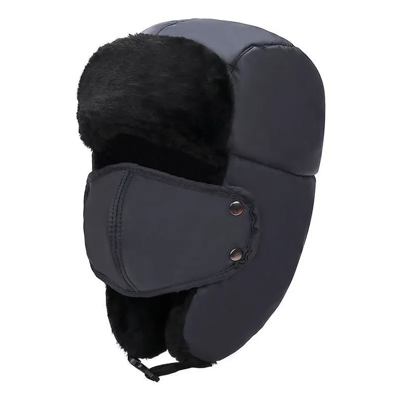 Women's Unisex Snow Very Warm Winter Hat Ears Protection Face Faux Fur Bomber Cap With Ear Flaps Windproof Mask Cold Hunting Hats