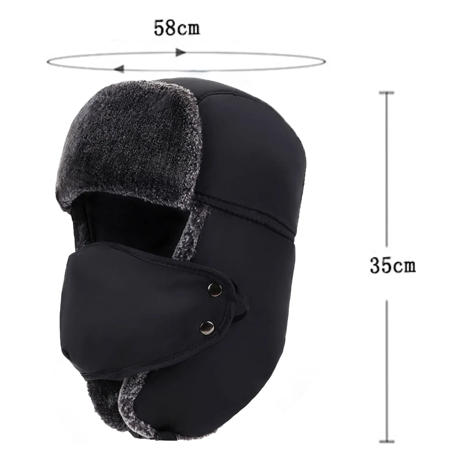 Women's Unisex Snow Very Warm Winter Hat Ears Protection Face Faux Fur Bomber Cap With Ear Flaps Windproof Mask Cold Hunting Hats
