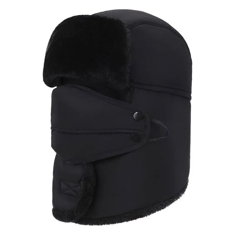 Women's Unisex Snow Very Warm Winter Hat Ears Protection Face Faux Fur Bomber Cap With Ear Flaps Windproof Mask Cold Hunting Hats