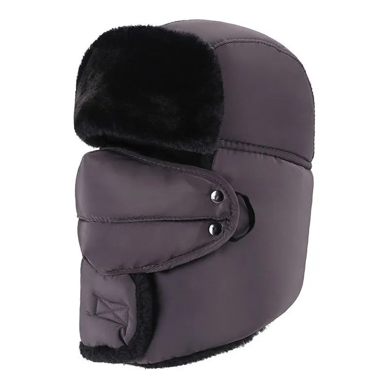 Women's Unisex Snow Very Warm Winter Hat Ears Protection Face Faux Fur Bomber Cap With Ear Flaps Windproof Mask Cold Hunting Hats