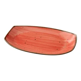 Yanco LY-213CR Lyon 7 3/8" Reactive Glaze Rectangular Coral Plate, Pack of 12