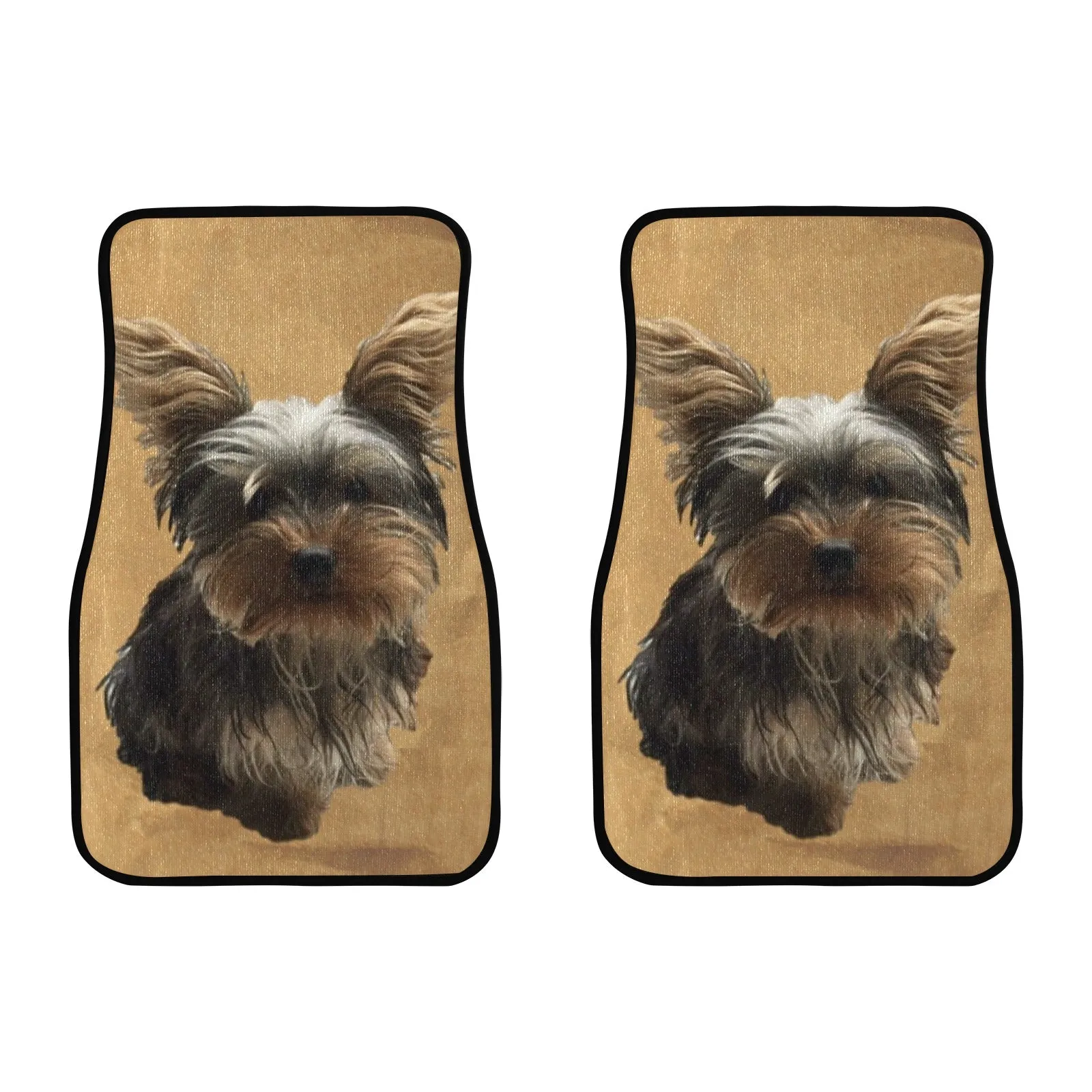 Yorkie Car Mats (Set of 2) Front Tan